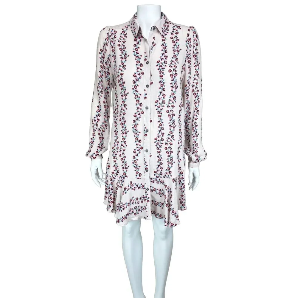 Free People Floral Button Up Boho Tunic Dress Size L